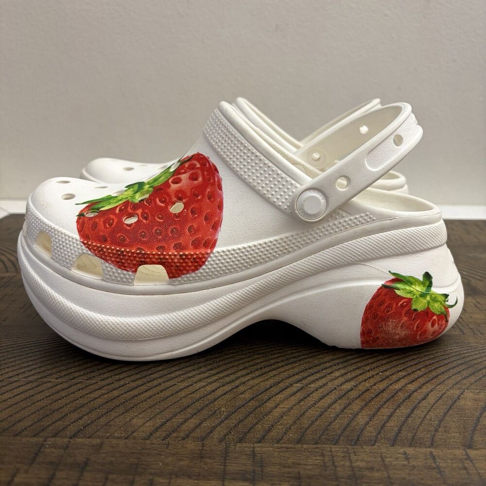 Crocs Bae Fresh Fruit Platform Clog Women's Size 8 White Red Strawberry - Picture 5 of 10